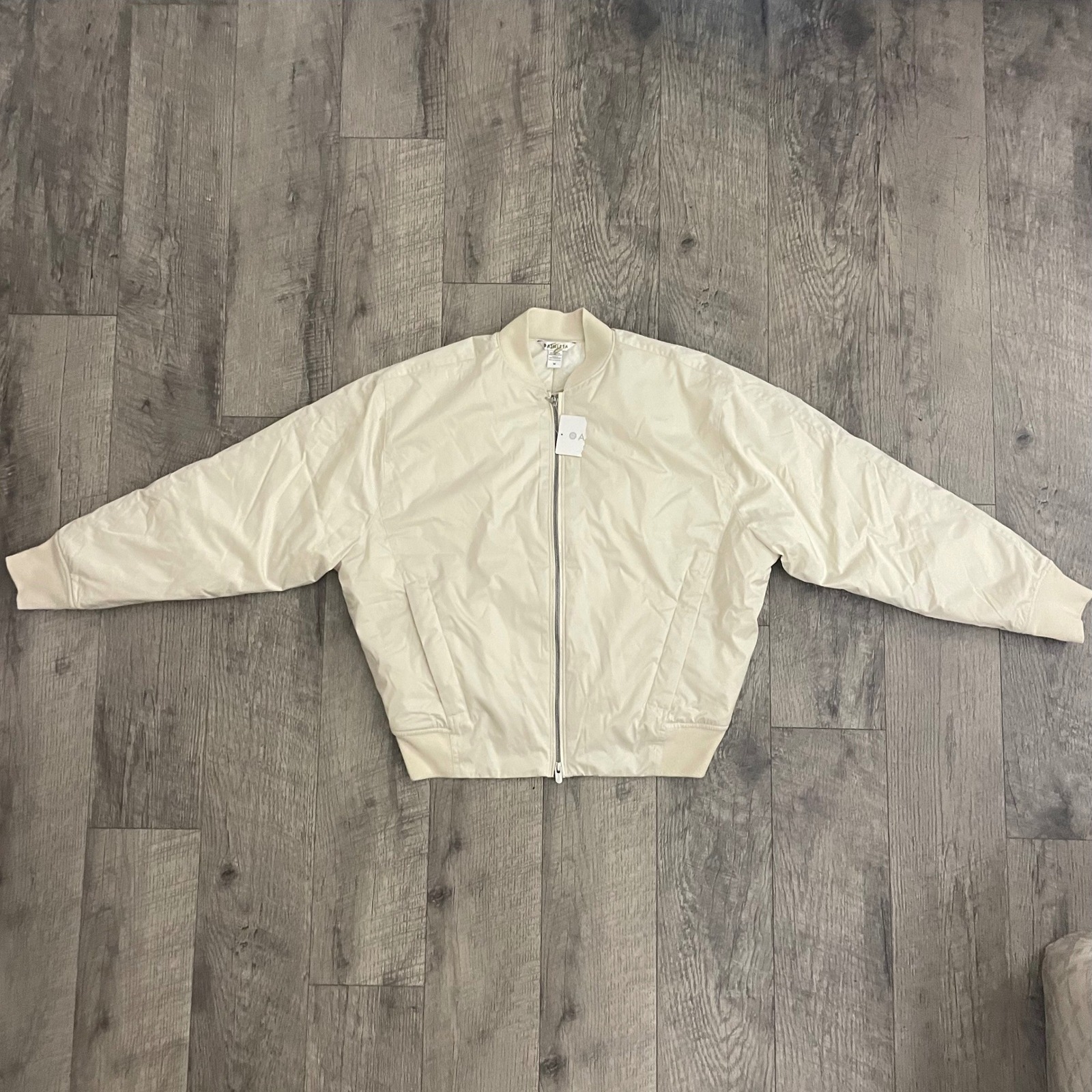 Athleta Womens Cream Off White Full Zip Bomber Jacket Size M New With Tags